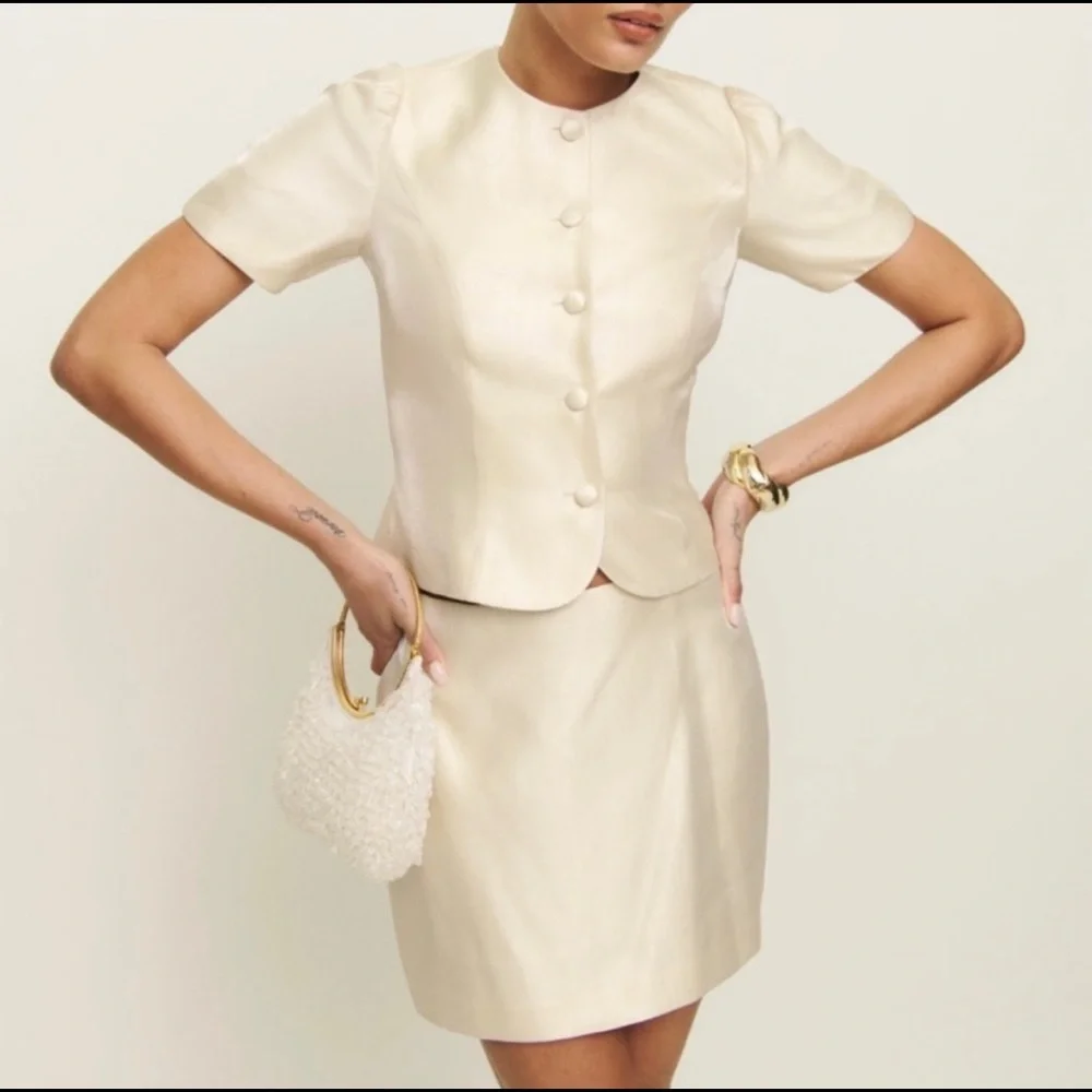 βπSaleβ Reformation Mika Two Piece β Cream - Picture 1 of 7